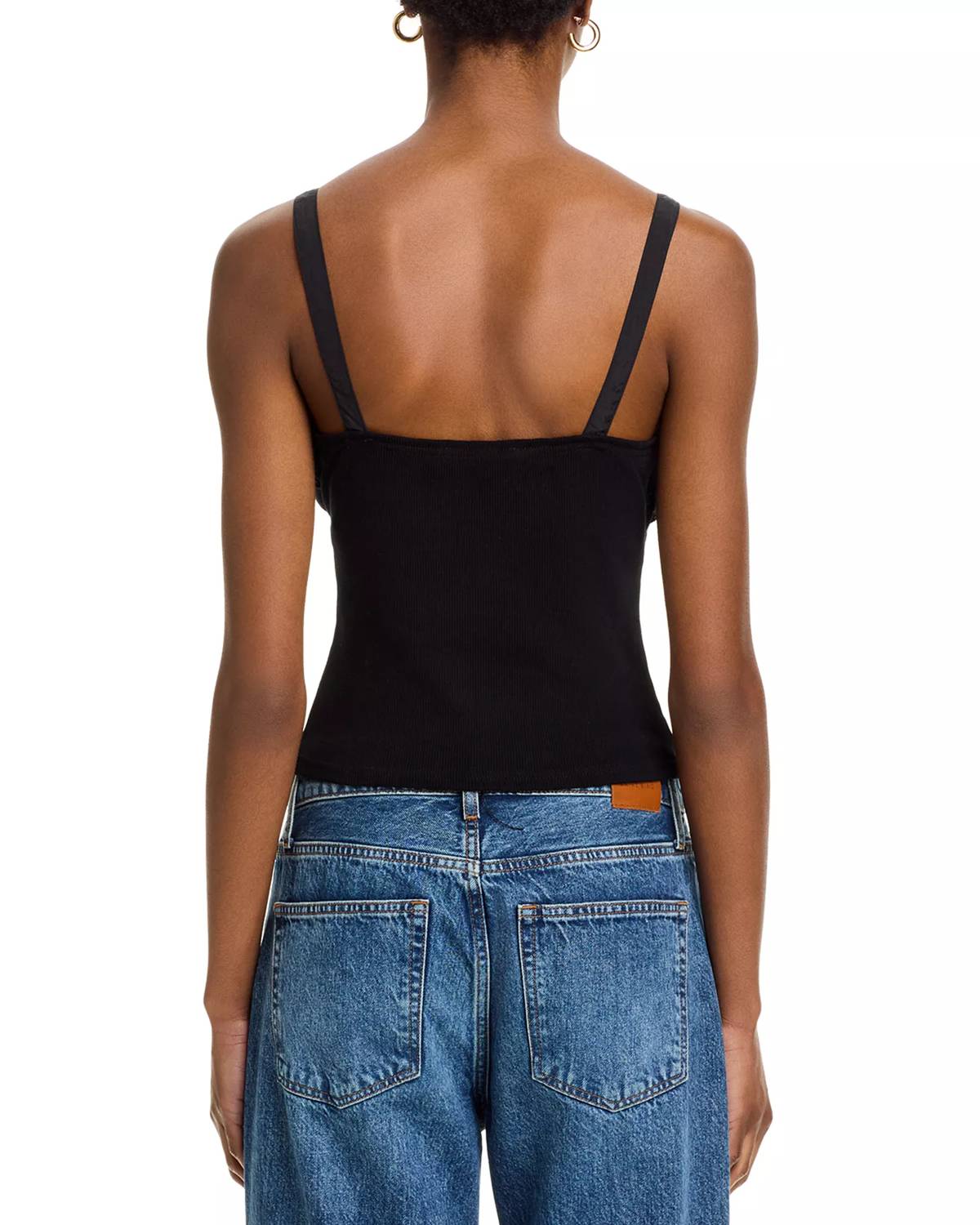 STEVE MADDEN Luana Ruched Detail Top in black - women's tank top - detail view