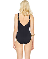 Gottex - Lace Up V-Neck High Back One Piece Swimsuit