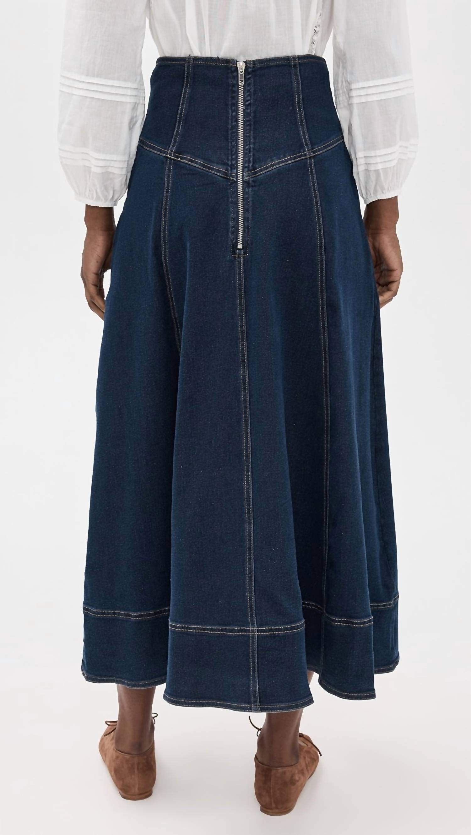 Moon River - Lace-up Detail Midi Skirt