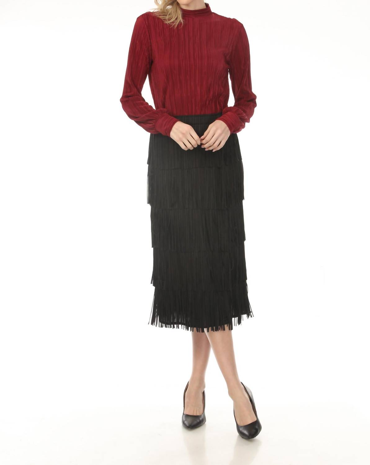 Joseph Ribkoff - Micro Pleated Mock Neck Top