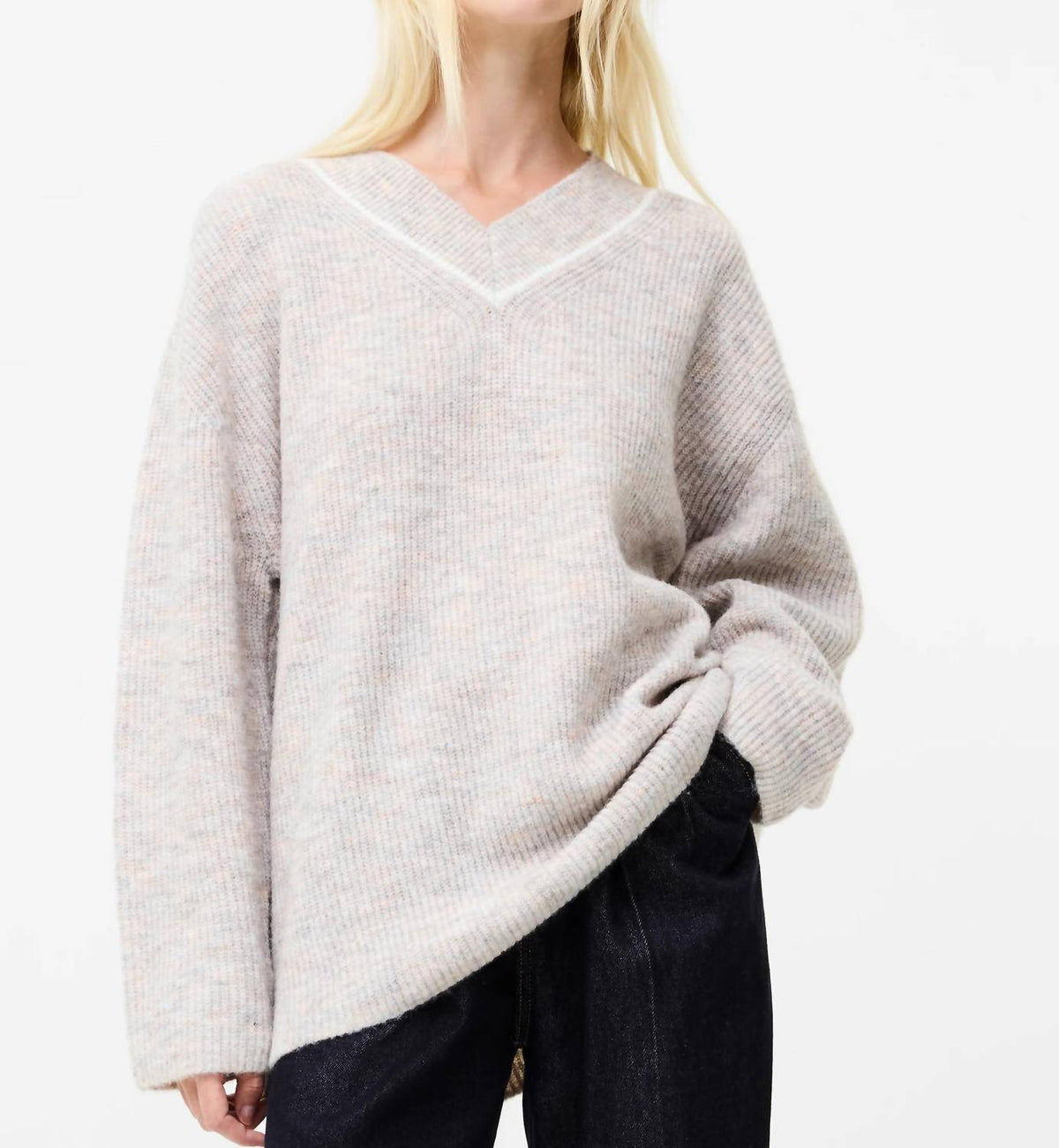French Connection - Kezia Recycled Vertical V Neck Jumper