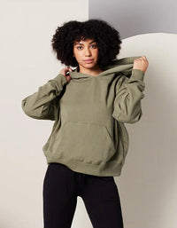 Known Supply Relaxed Hoodie in army - women's top - alternate view