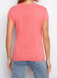 CHARLIE B Organic Cotton Heart Cut-out T-shirt in sorbet - women's t-shirt - alternate view
