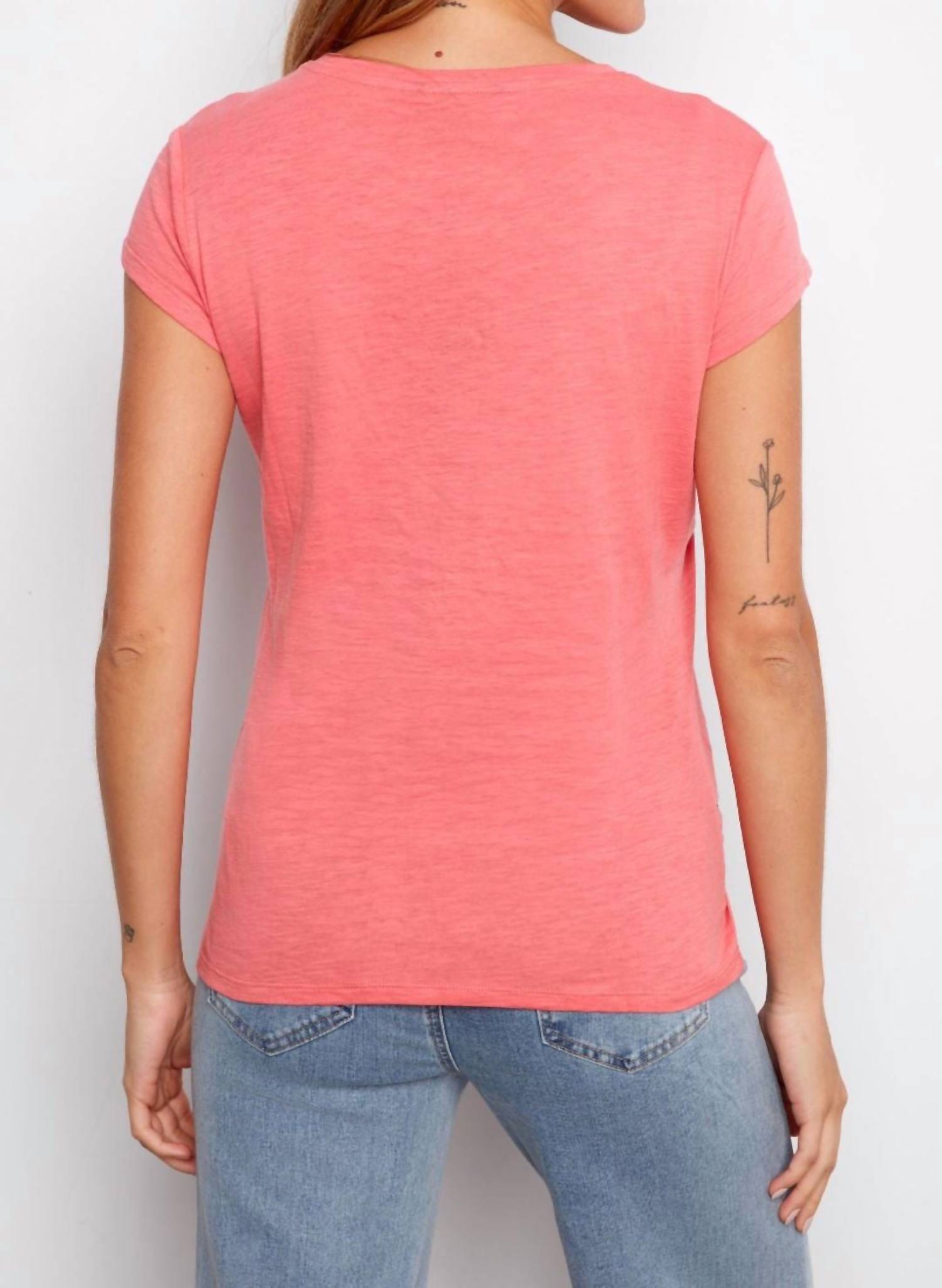 CHARLIE B Organic Cotton Heart Cut-out T-shirt in sorbet - women's t-shirt - alternate view