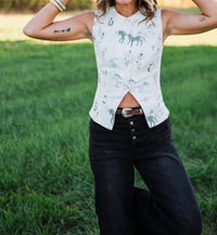 Bailey Rose Marabelle Western Vest in white - women's tank top