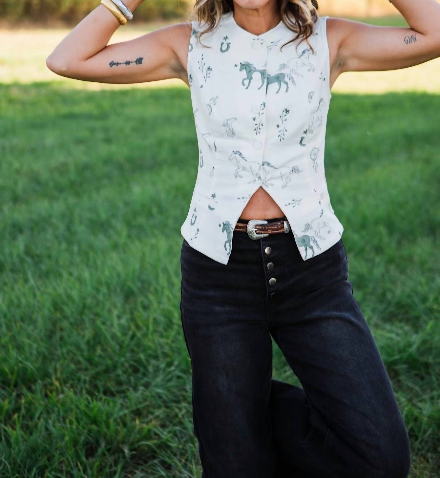 Bailey Rose Marabelle Western Vest in white - women's tank top
