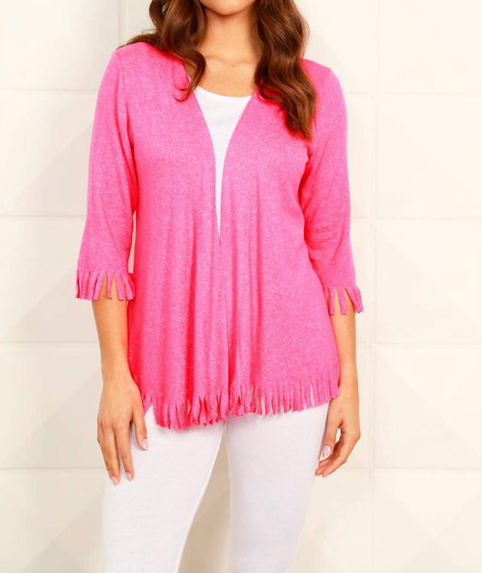 Soft Stretch 3/4 Sleeve Fringe Cardigan