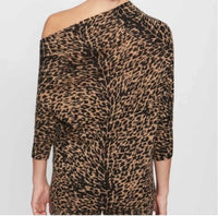 Brochu Walker - Cashmere Off Shoulder Animal Print Sweater