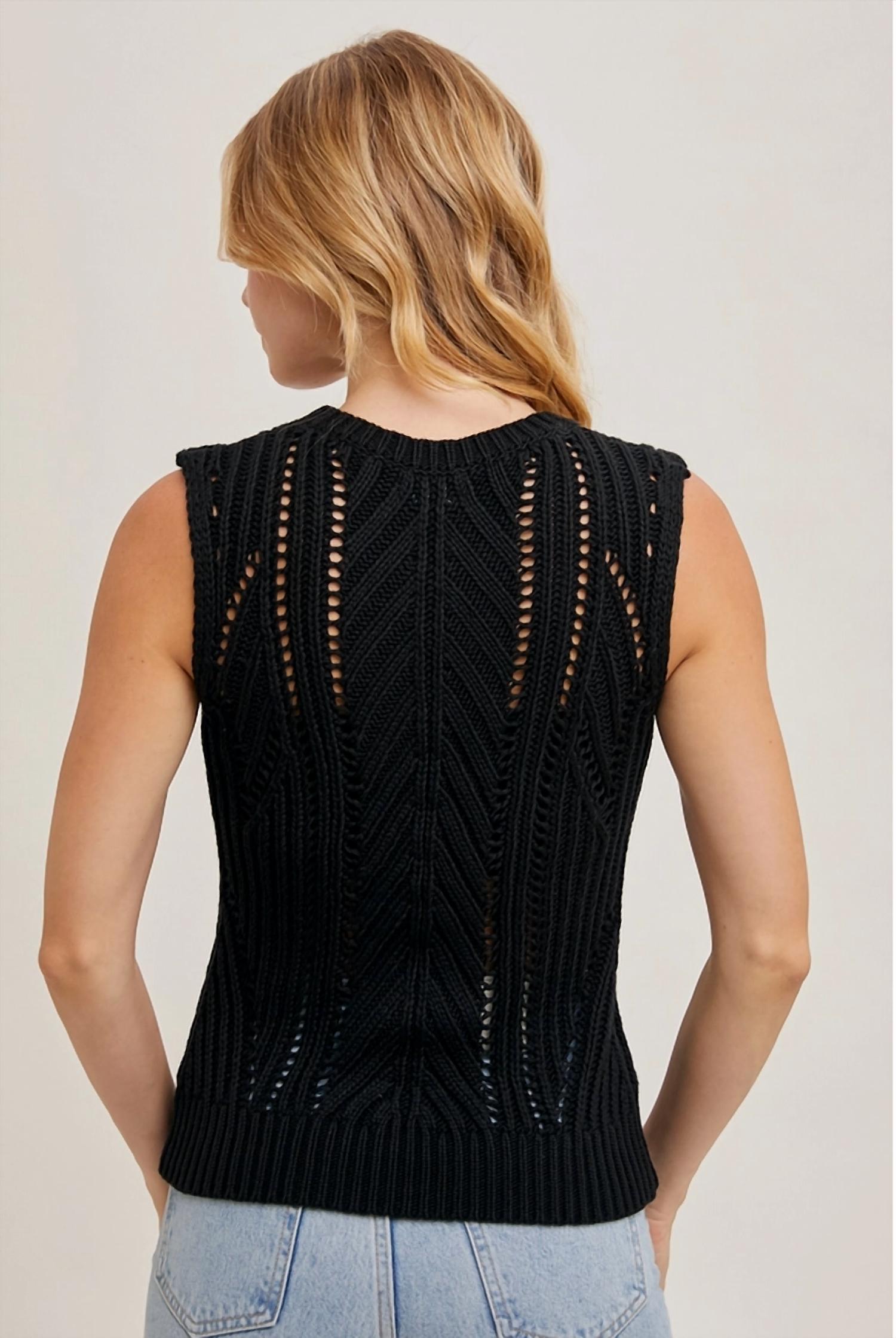 BluIvy Knit Happens Tank in black - women's tank top - detail view