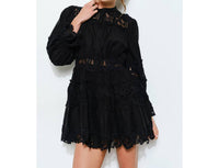 INA Fashion Delicate Lace-panel Flare Mini Dress in black - women's dress - view 4