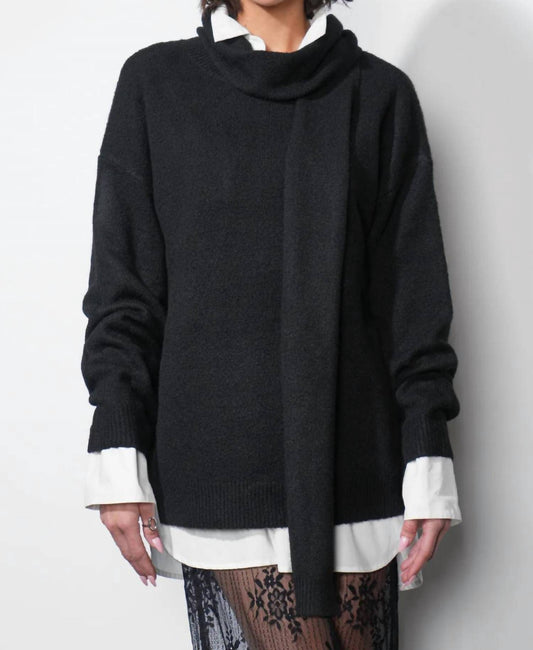 Greylin - Soft Crewneck With Removable Scarf Sweater