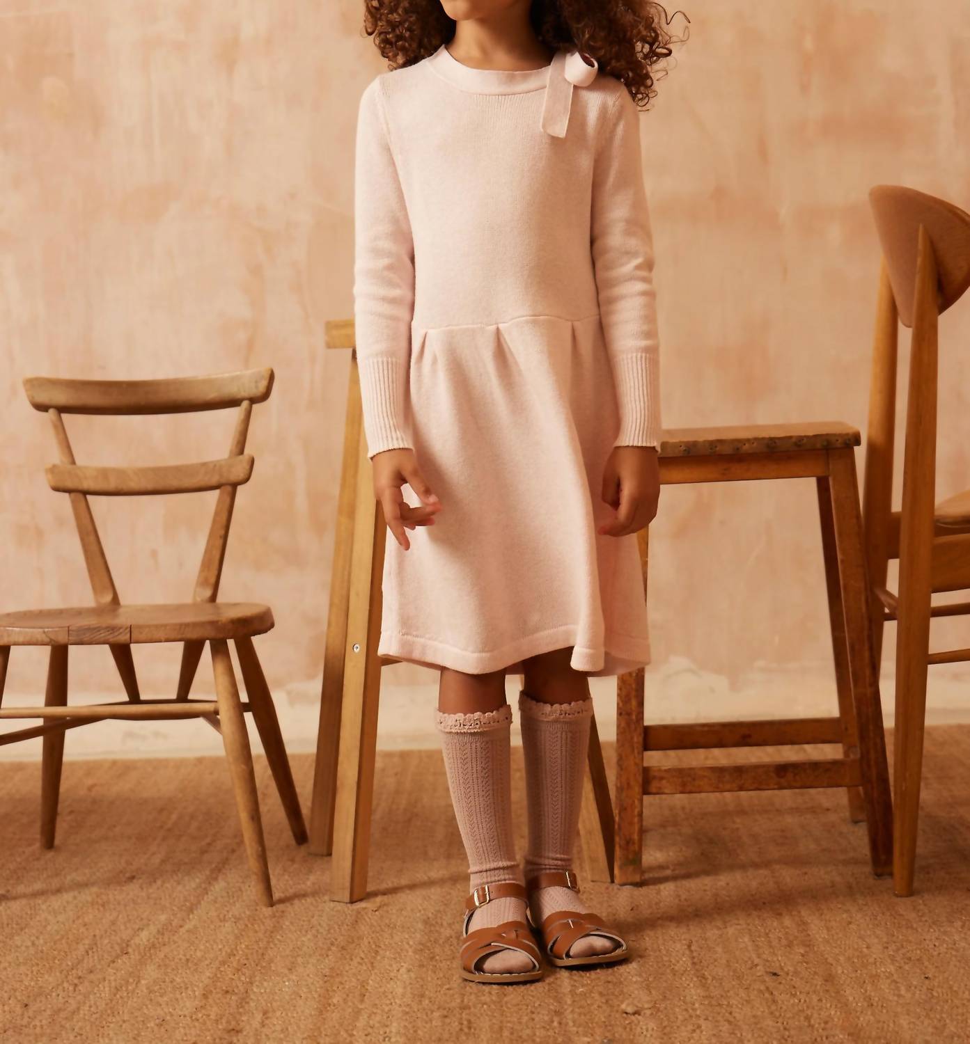 Mika & Milo - Girl's Bow Tie Cashmere Blend Dress