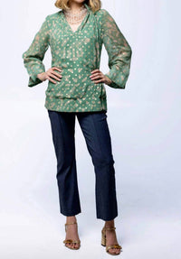 HOLLY SHAE Design Charlie Top in wild flower tiles - women's long sleeve top