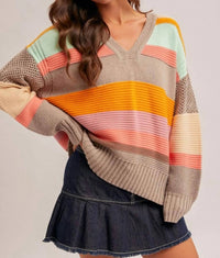 Hem & Thread - Colorblock Relaxed Crewneck Sweater