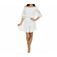Bluivy - Swiss Dot Off Shoulder Dress