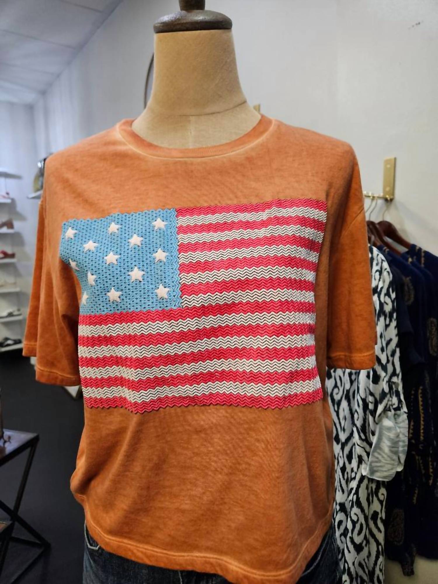 Zutter - Women's American Flag Lunar Dye Crop T-shirt