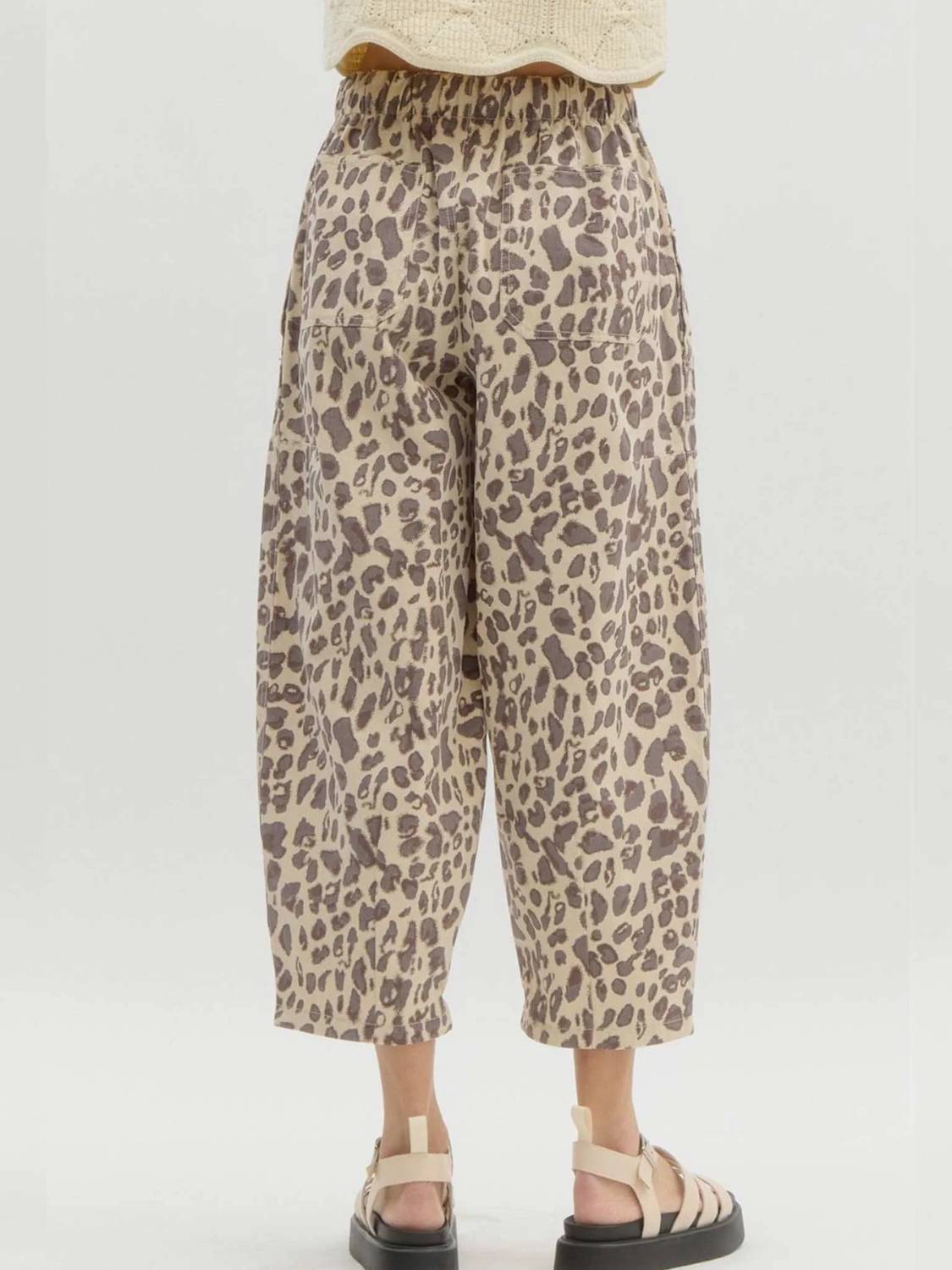 Entro - Leopard Pattern Mid-rise Balloon Pants