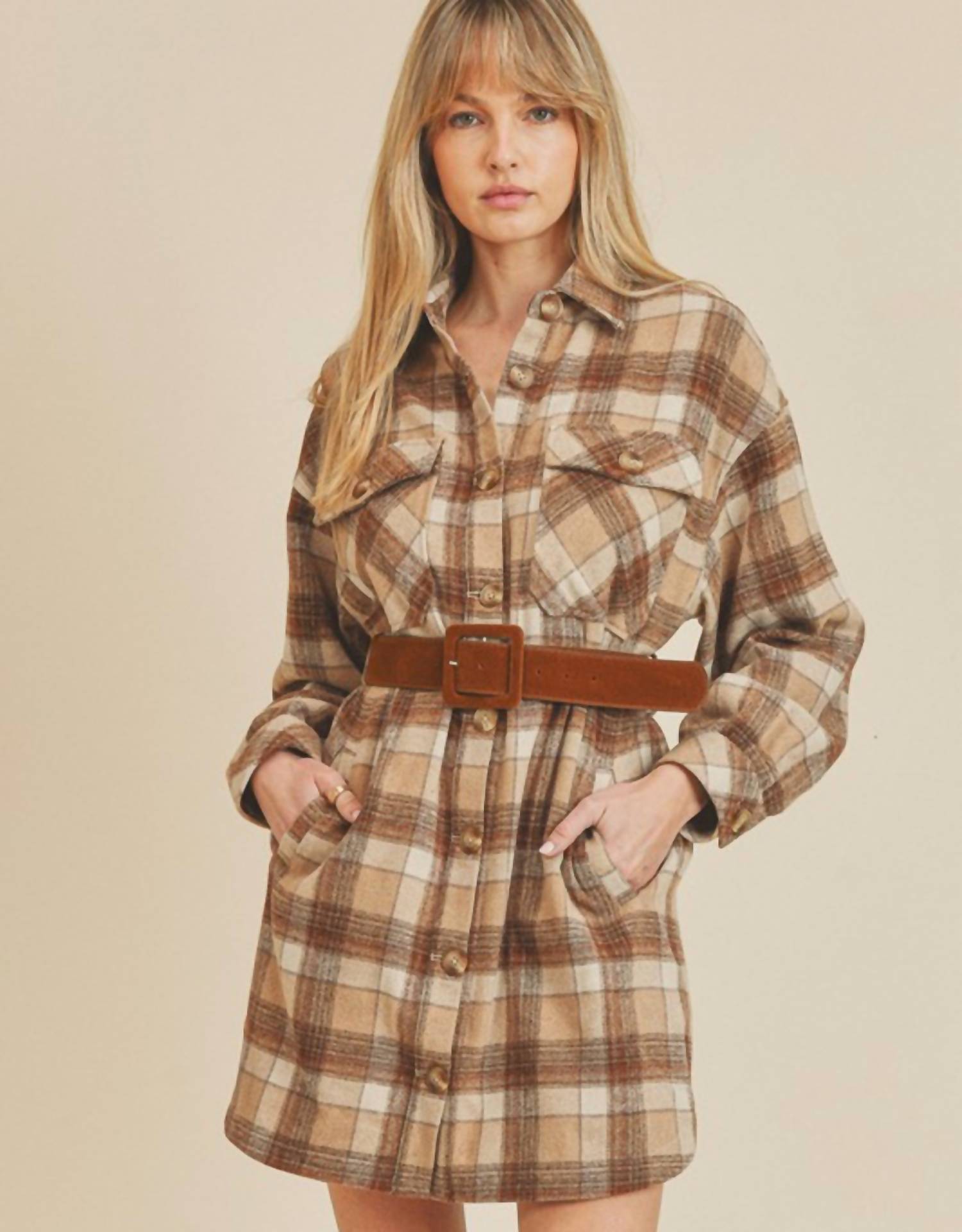 Paper Crane - Benny Plaid Shirt Dress