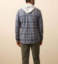 Faherty Double Pocket Legend Sweater Shirt in three lakes plaid - men's shirt - detail view