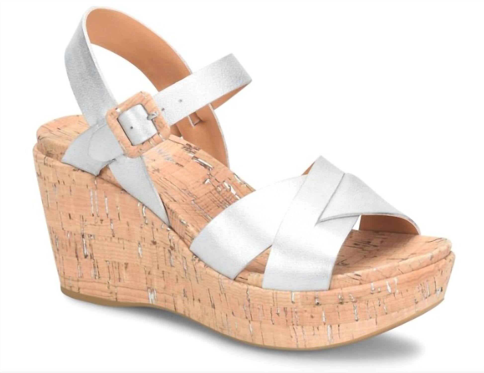 KORK-EASE Women's Myrna Ankle Strap Sandal in silver - women's sandal