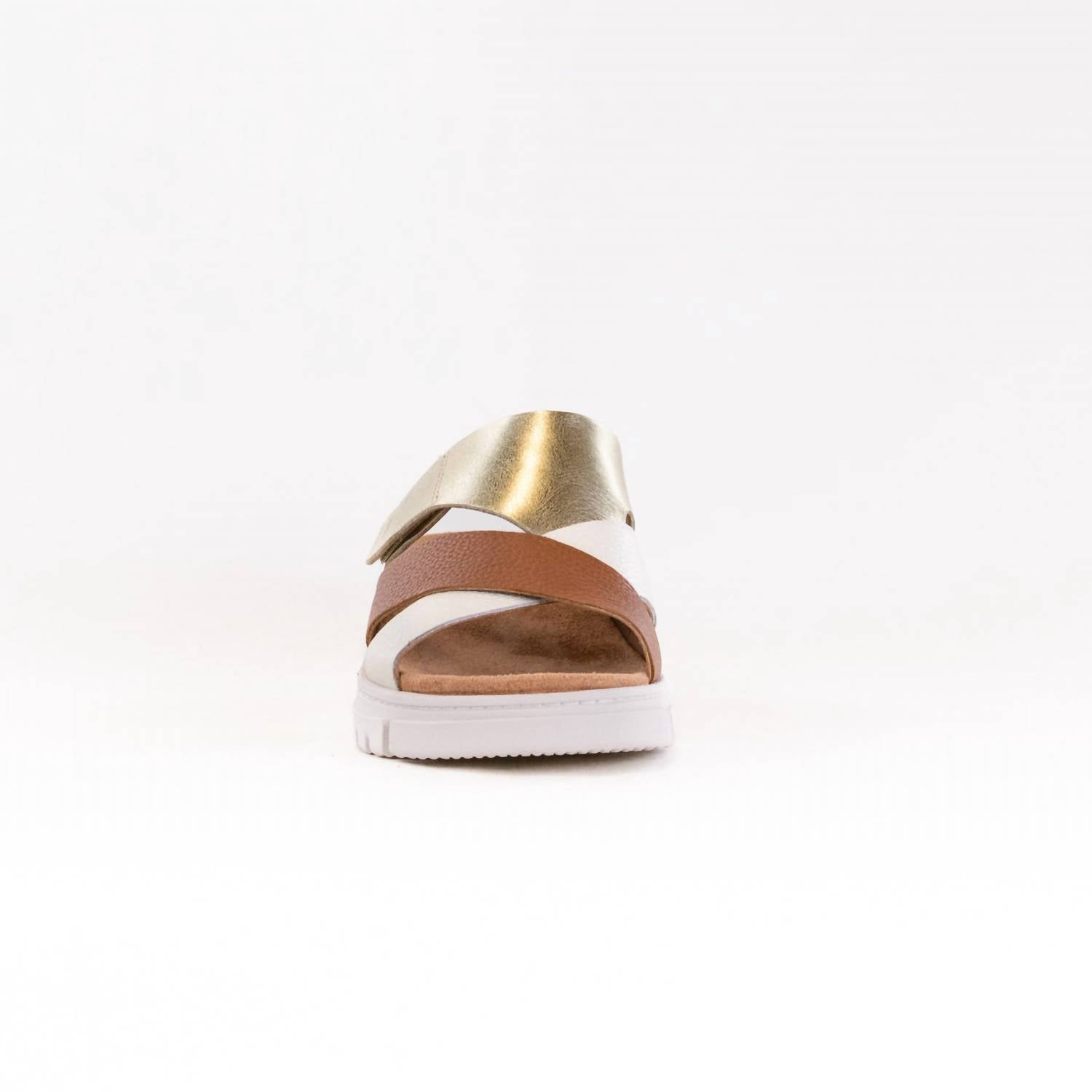 VIONIC Women's Uptown Sunset Wedge Sandal in metallic tan gold leather - women's sandal - alternate view