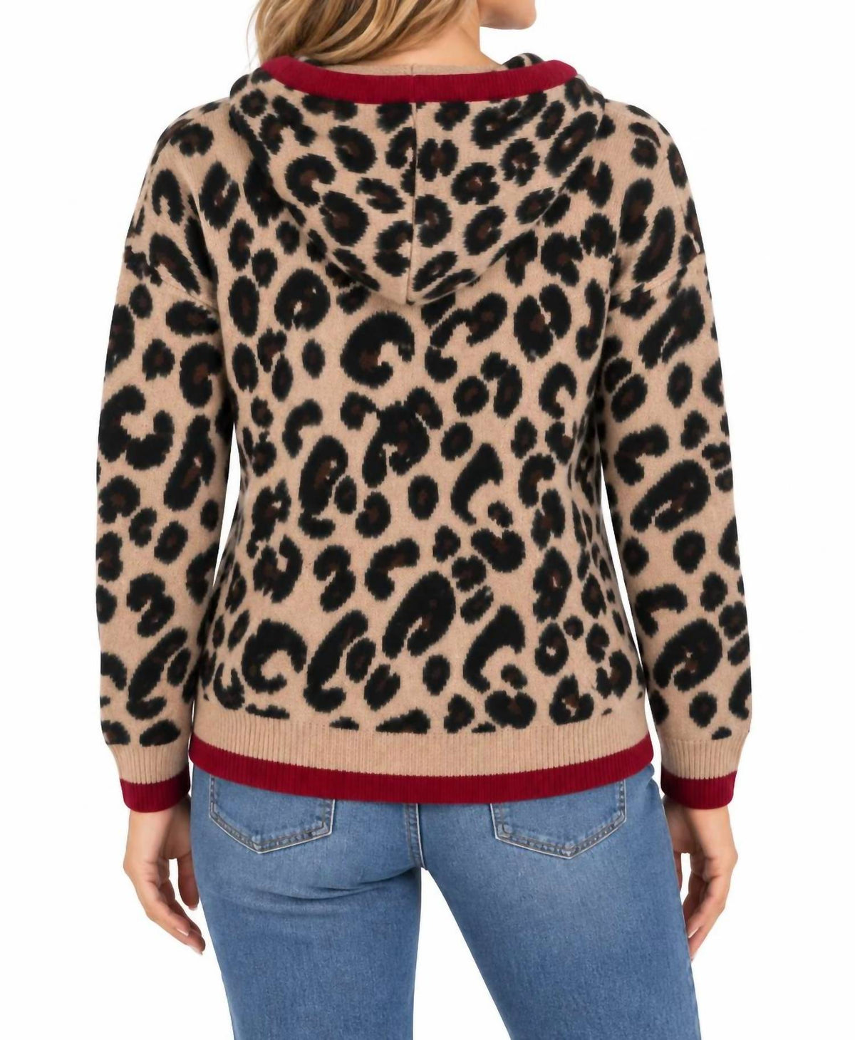 Charlie B - Leopard Jacquard Hooded Sweater