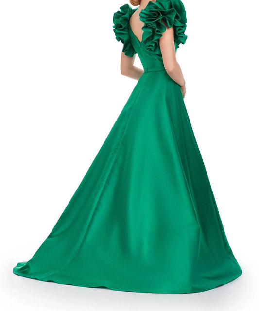 Ashleylauren - Ruffle Sleeve Prom Dress