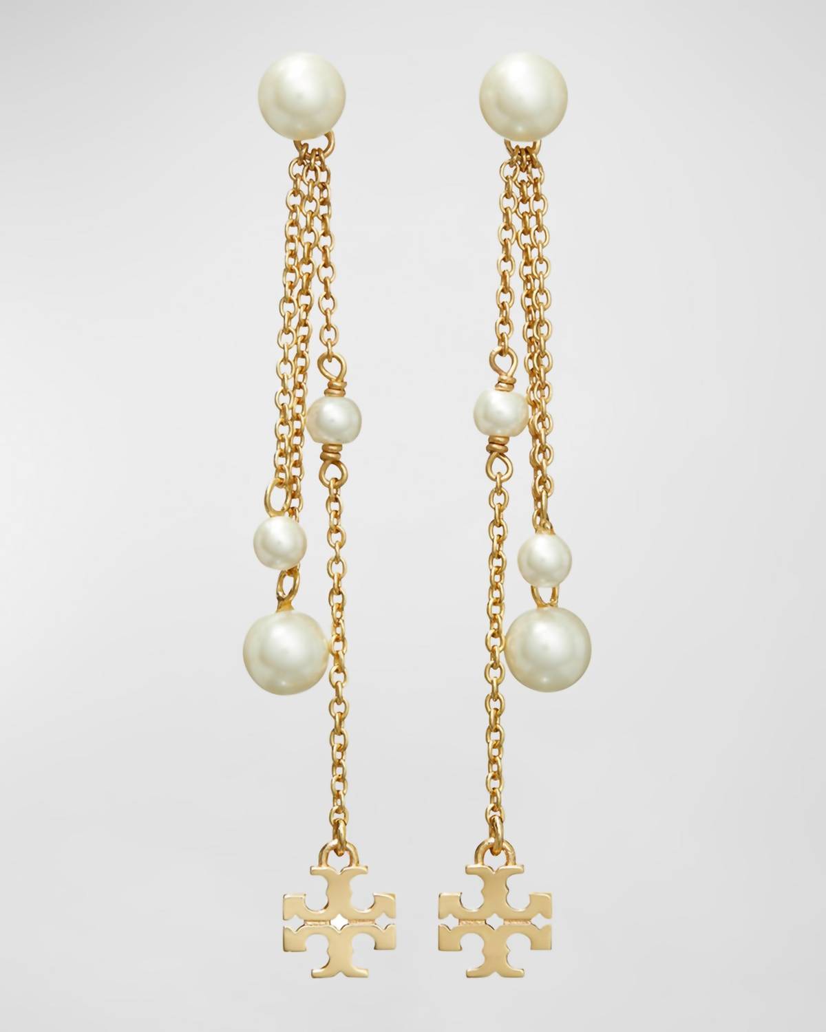 Tory Burch - Kira Logo & Imitation Pearl Earrings