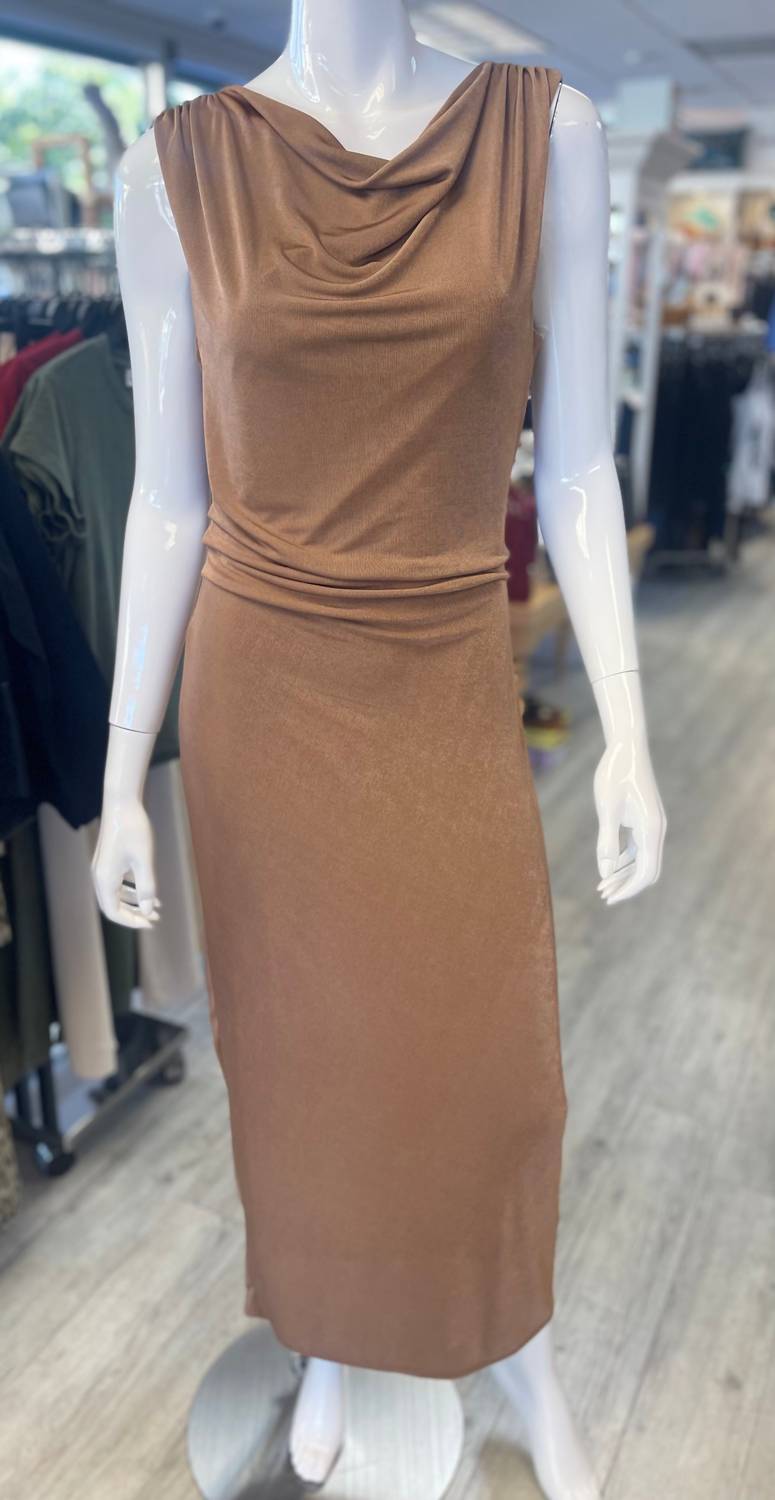 Kld. Signature - Women's Cowl Neck Midi Dress