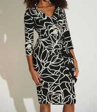 Joseph Ribkoff - Floral Print Faux Wrap Sheath Dress