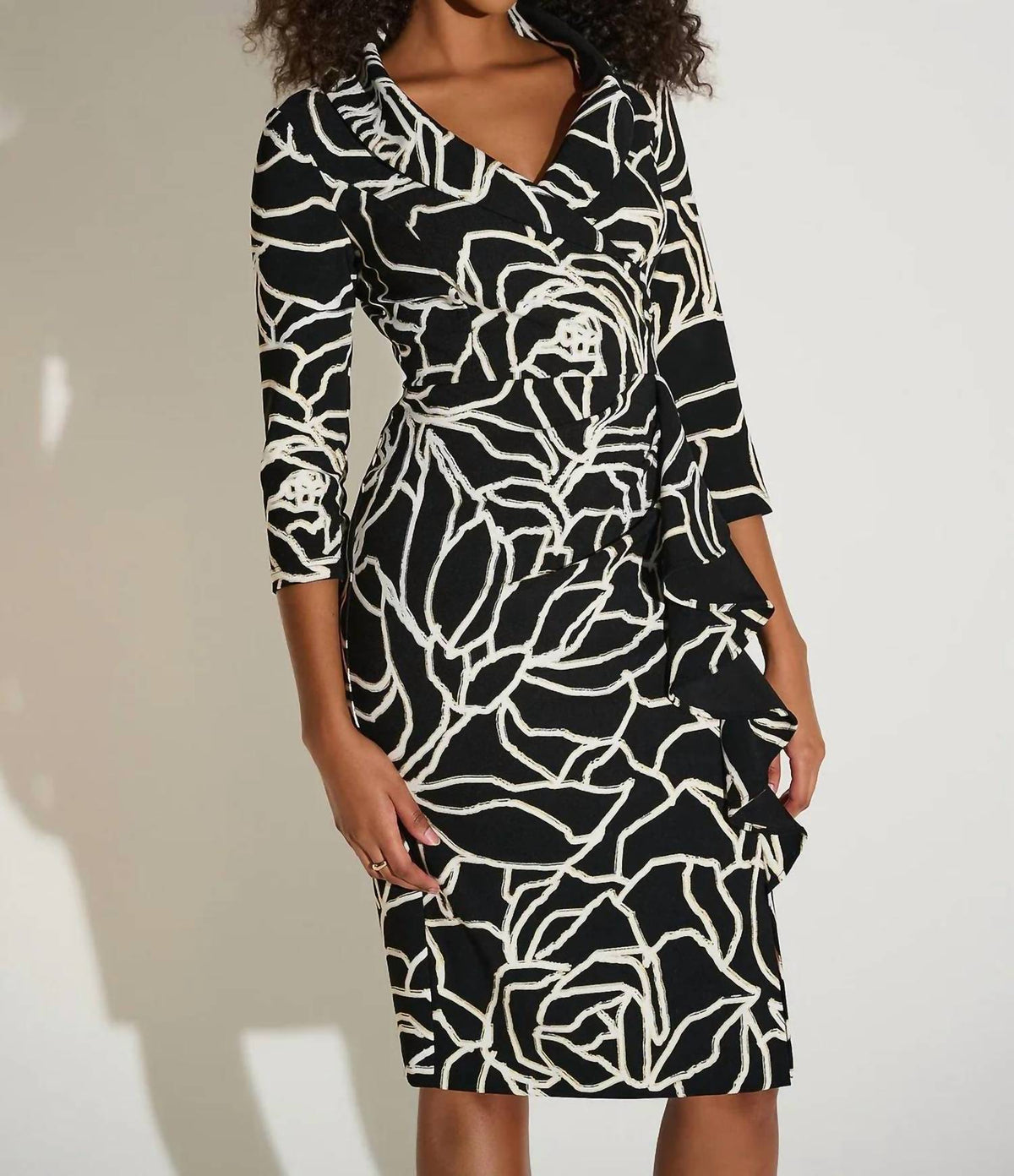Joseph Ribkoff - Floral Print Faux Wrap Sheath Dress