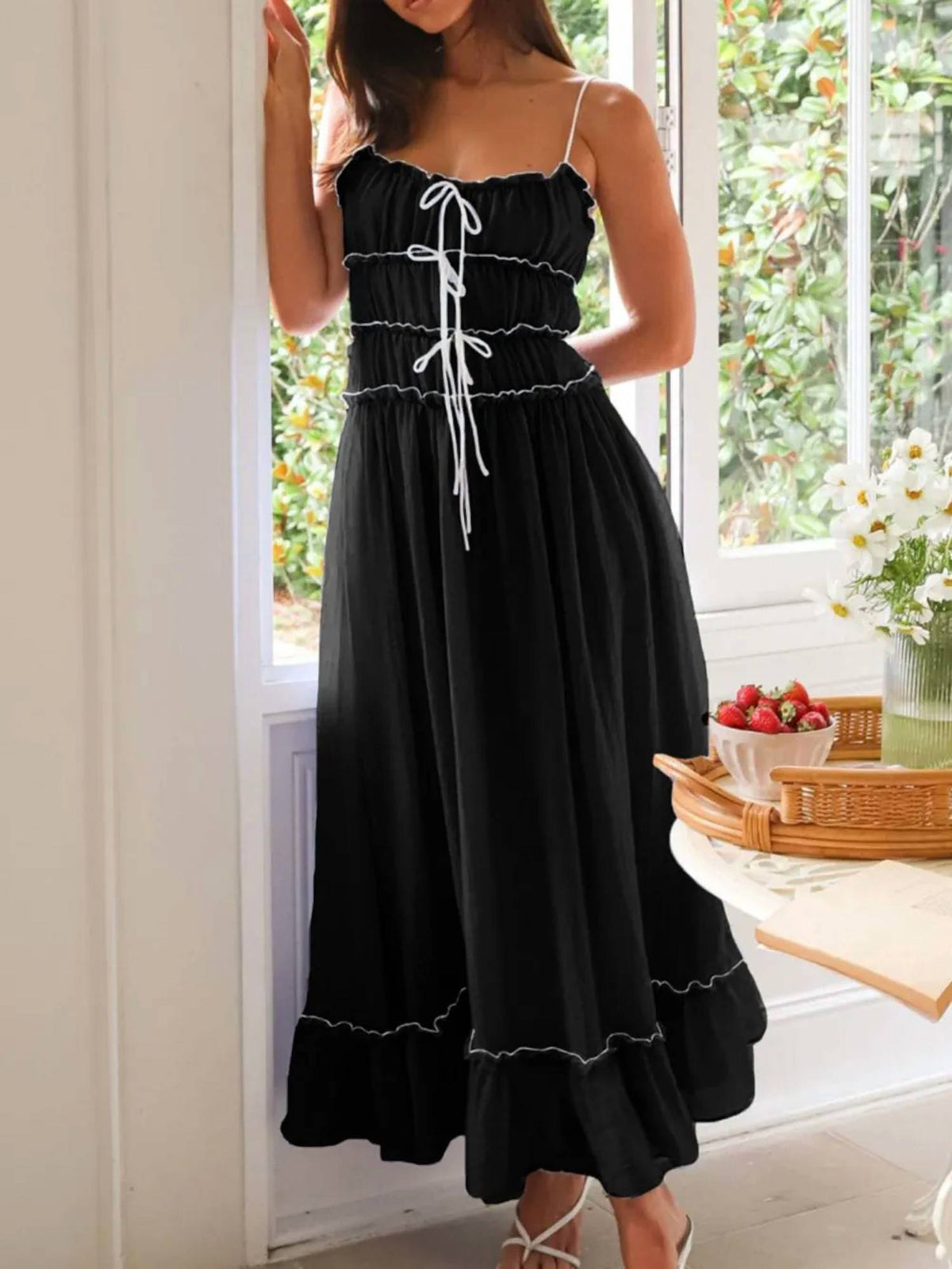 Trendsi - Devine Frill Ruffled Hem Midi Cami Dress