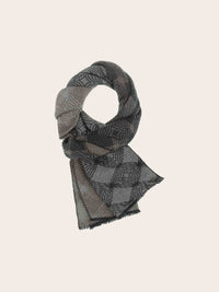 V. FRAAS Women's Geo Metallic Plisse Scarf in sand - women's scarf - detail view