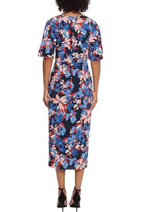 Maggy London - Floral Faux-wrap Midi Dress