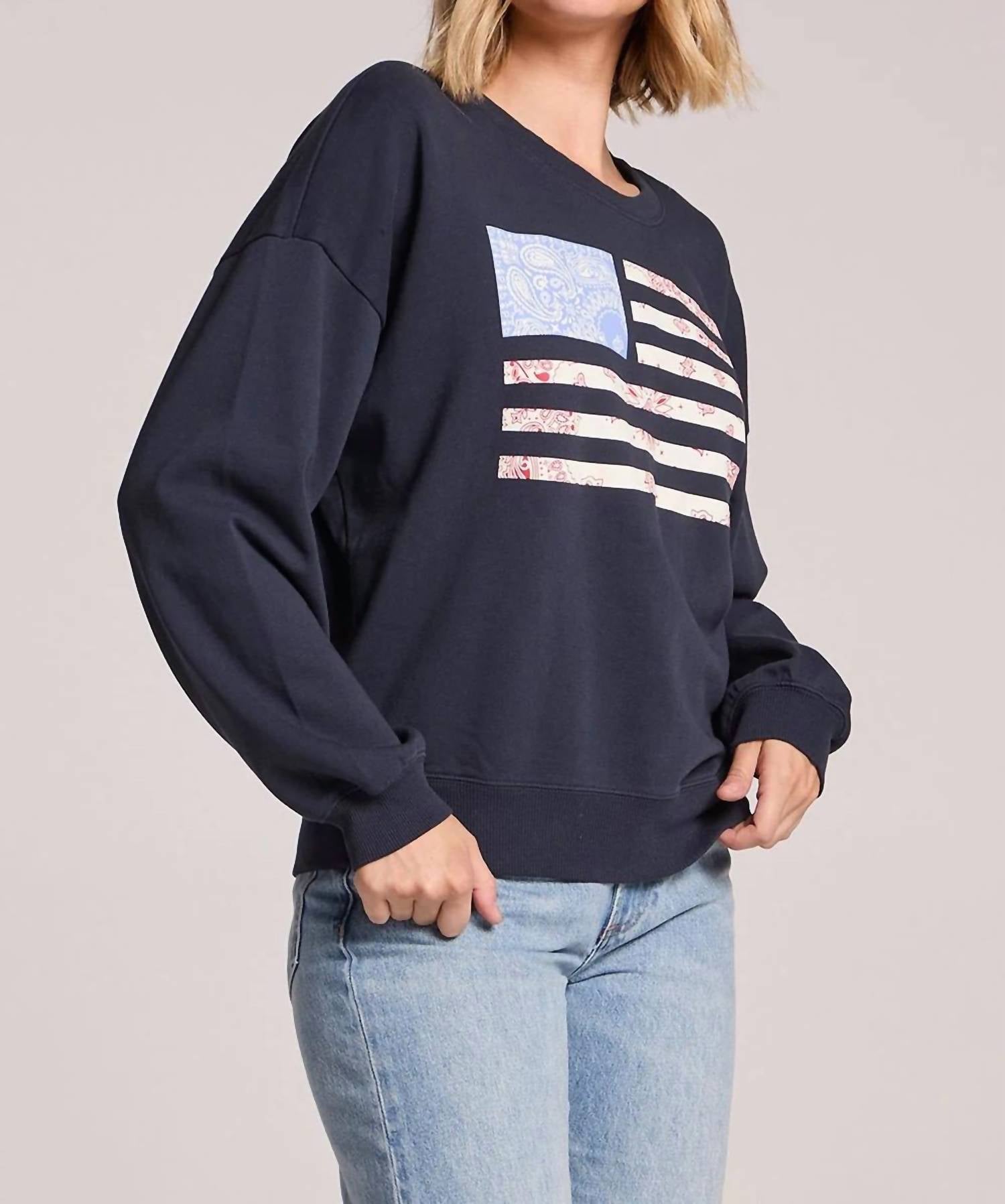 Chaser - Flag Adornment Long Sleeve Sweatshirt