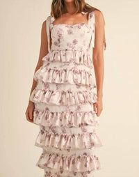 Mable - Floral Print Bustier Midi Dress