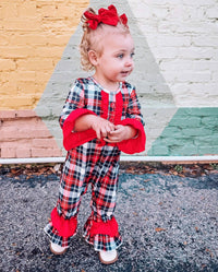 Okie + Lou - Girls Holiday Plaid Romper
