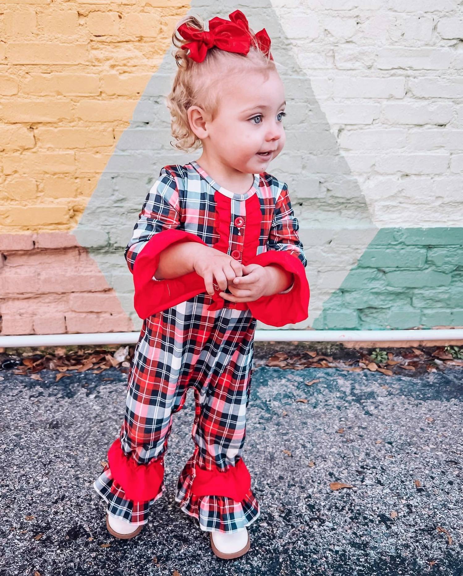 Okie + Lou - Girls Holiday Plaid Romper