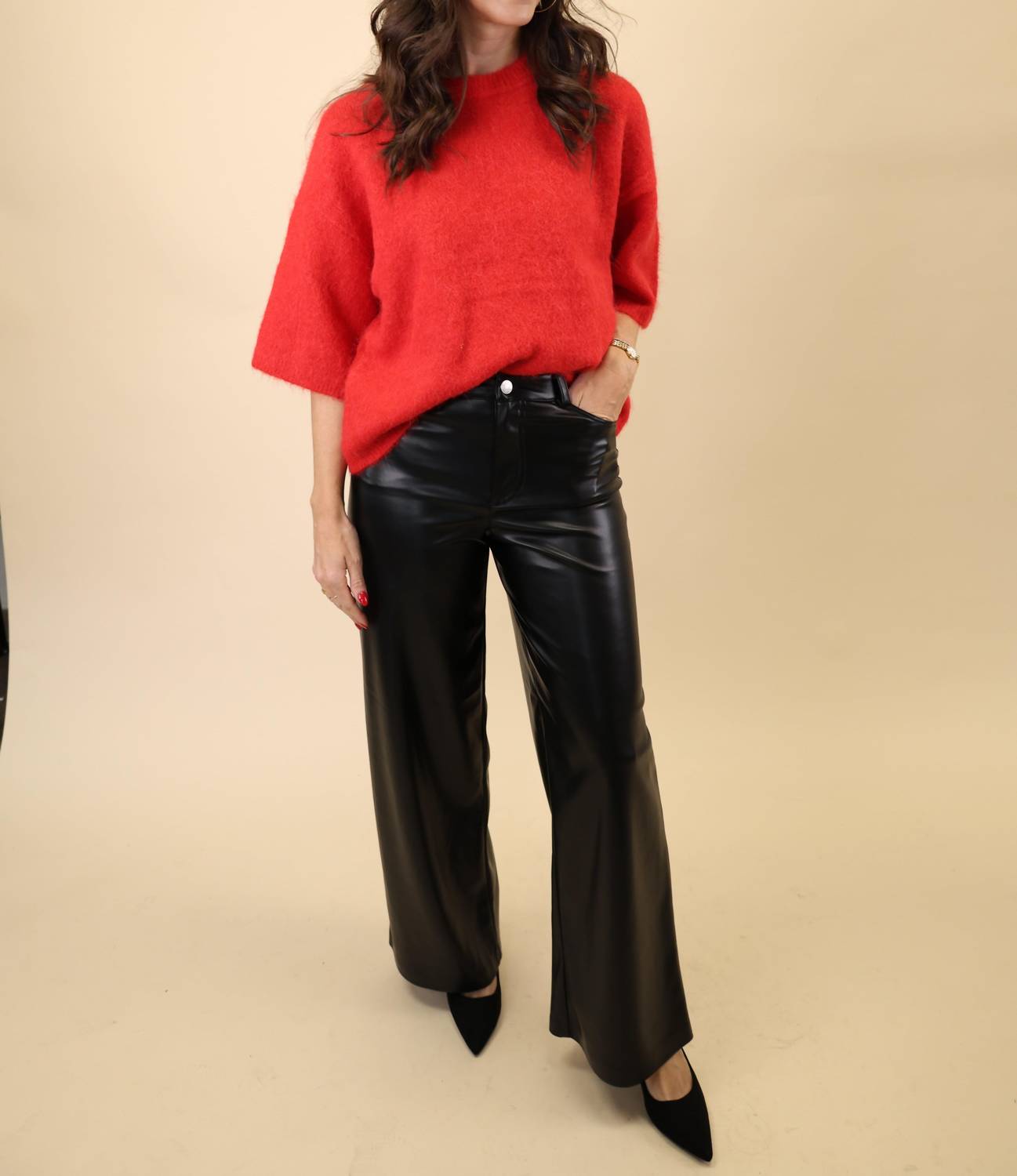 PISTOLA Micah Sweater Top in ruby 1 - women's sweater - alternate view