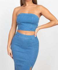 Denim Blvd - Renee Crop Top And Skirt Set