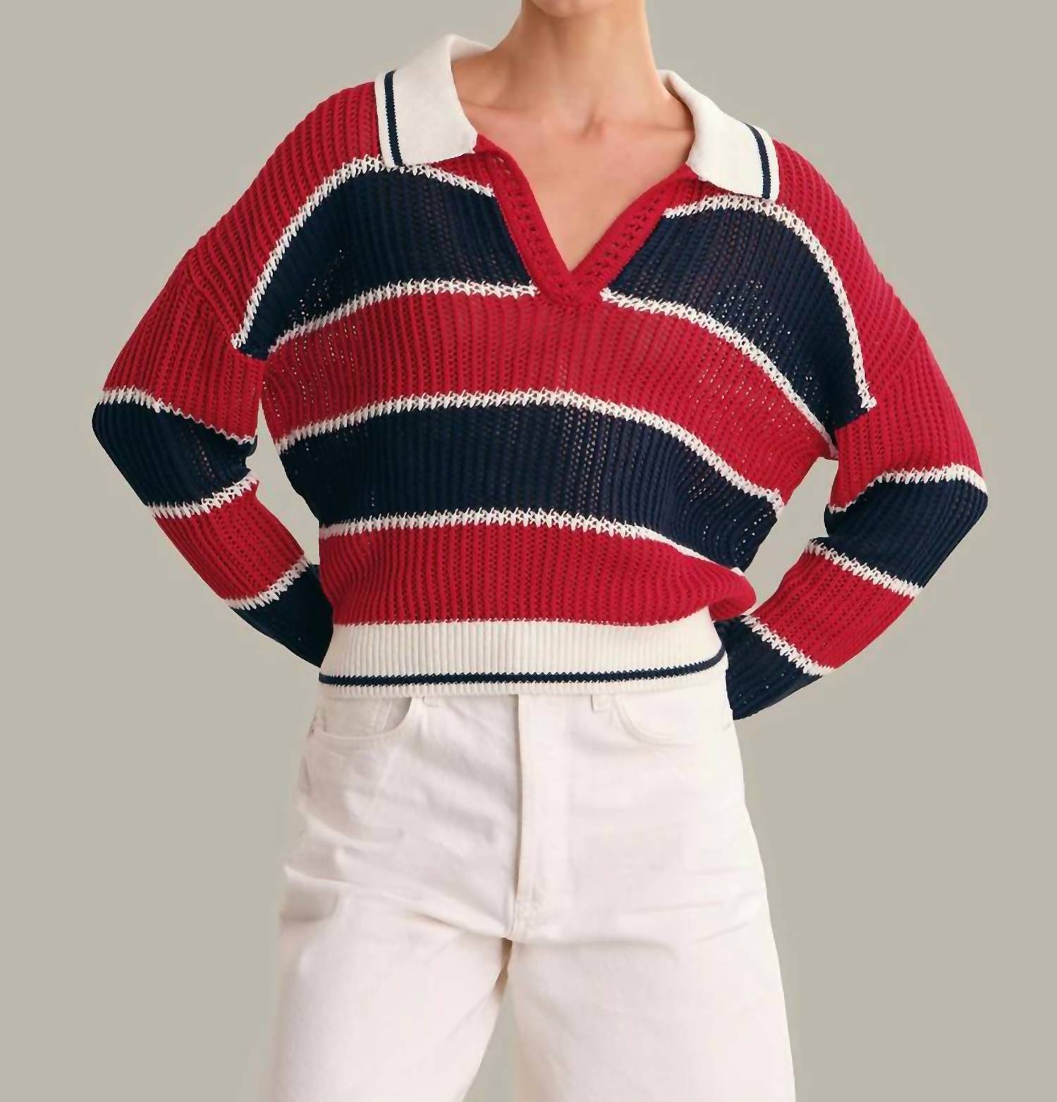 525 America - Alexa Rugby Stripe Polo Pullover