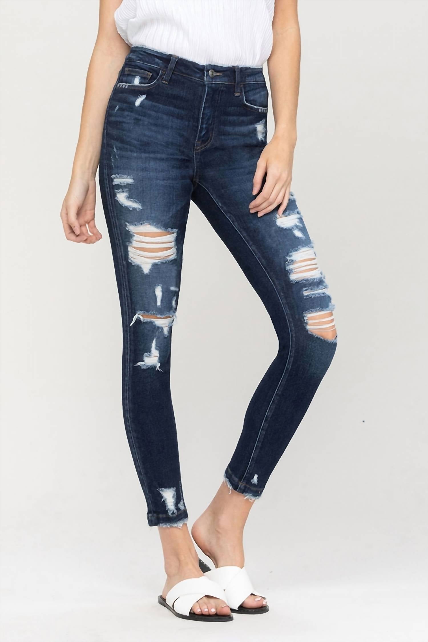 Vervet By Flying Monkey - Haylie High Rise Skinny Distressed Jean