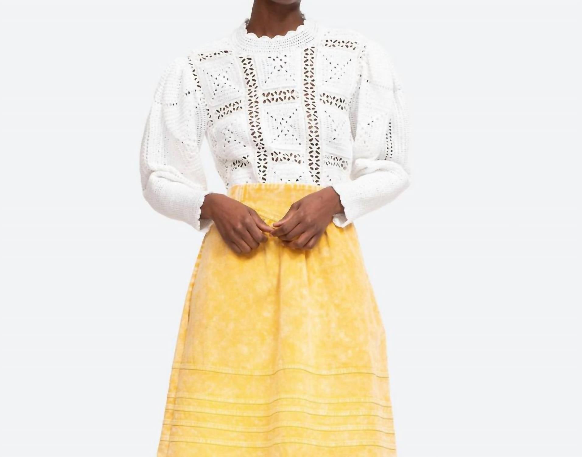Sea - Corinne Crochet Long Sleeve Sweater