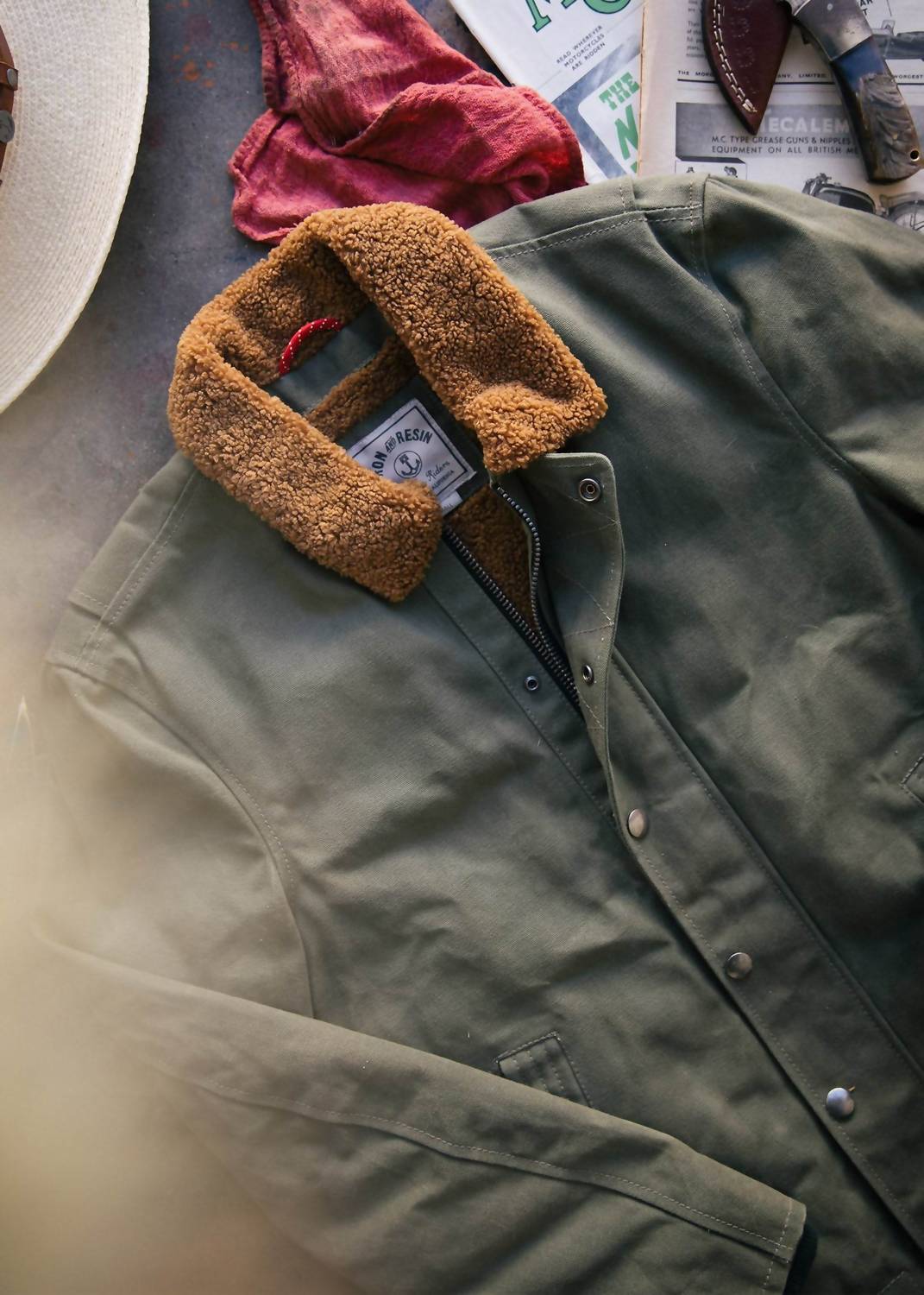 Iron & Resin Men's 1st Gen Waxed Nautilus Jacket in olive - women's jacket - view 4
