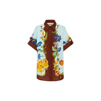 ALEMAIS Dahlia Floral Linen Shirt in blue - women's shirt - alternate view