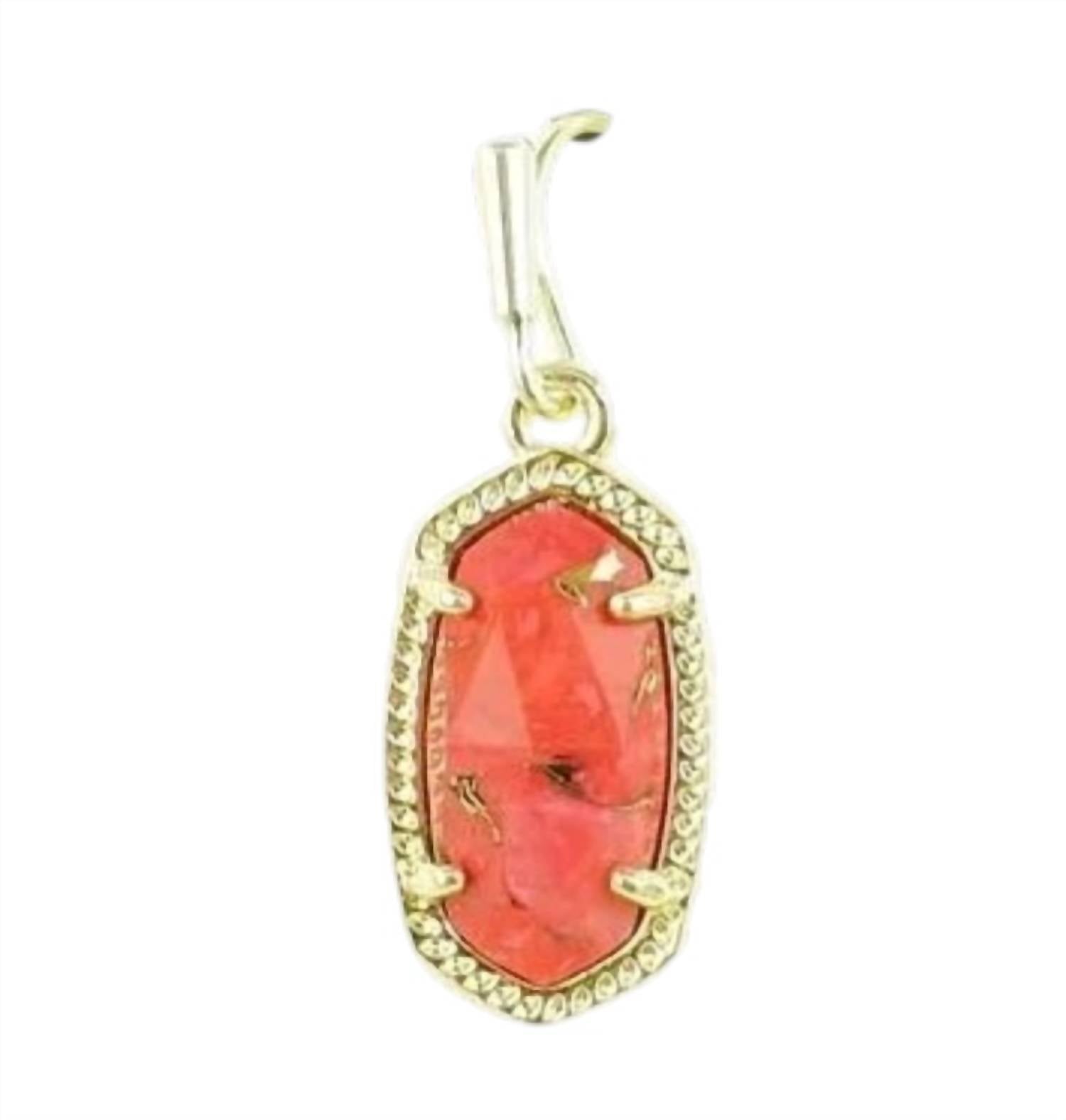 Kendra Scott Women's Lee Drop Earrings in gold veined red - women's jewelry - detail view