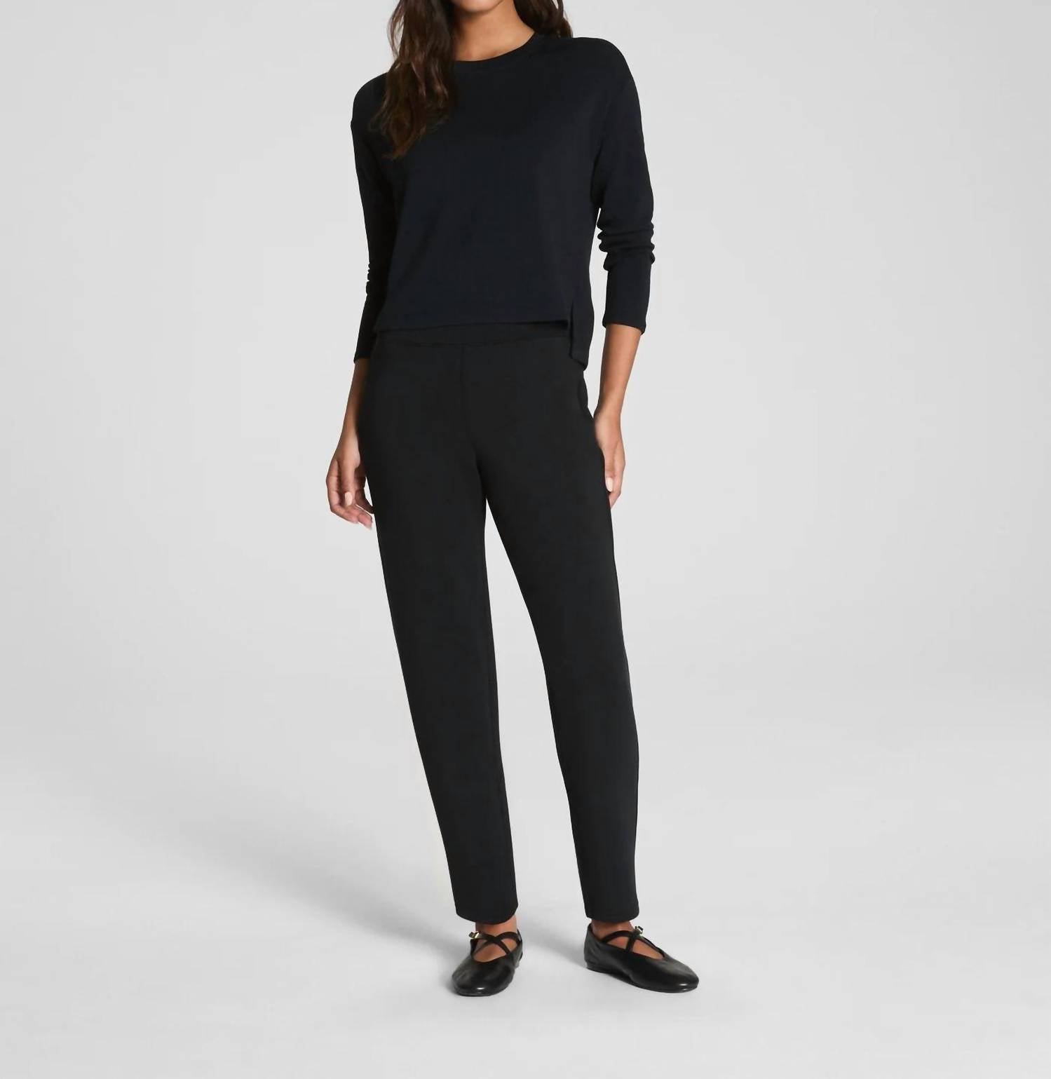 Spanx Air Essentials Long Sleeve Top in very black - women's long sleeve top