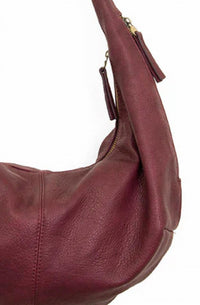Joy Susan Women's Rhea Slouchy Crossbody Bag in plum - women's bag - detail view