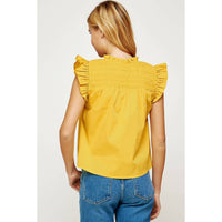 Strut & Bolt - Smocked Ruffled Poplin Sleeveless Top