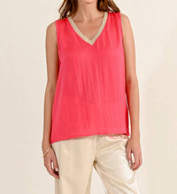 Molly Bracken - Vneck Top With Shimmer Neckline